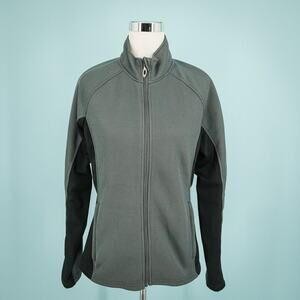 Spyder Size Large L Gray Black Color Block Full Zip Knit Active Outdoor Jacket